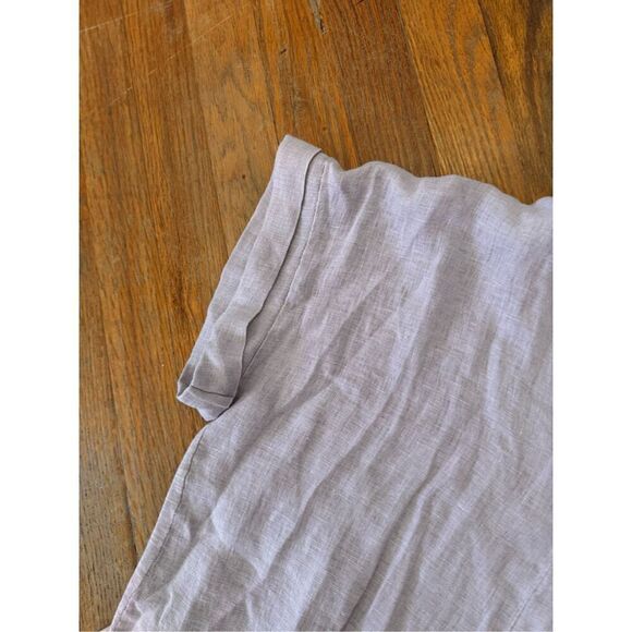 Scandal made in Italy Dainty Linen Tie Front Lavender Button Down Top Size L - Picture 5 of 10